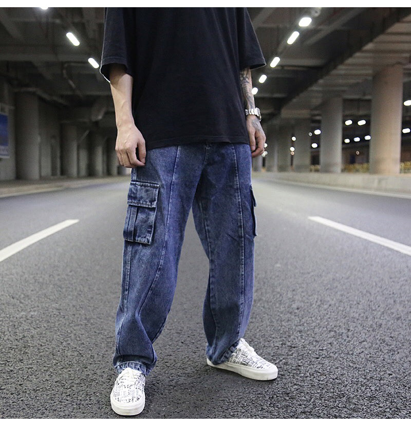 Jean cargo baggy en denim