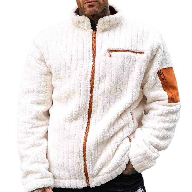 Veste en peluche pour homme, motif multicolore
