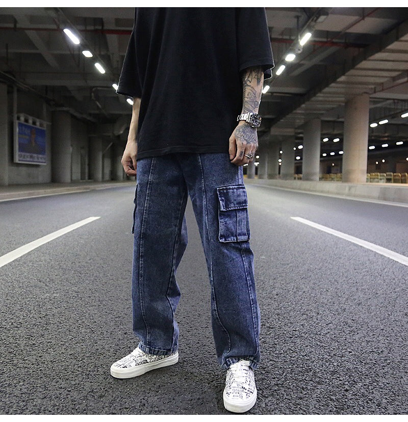 Jean cargo baggy en denim