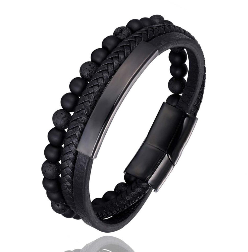 Bracelet en cuir multicouche