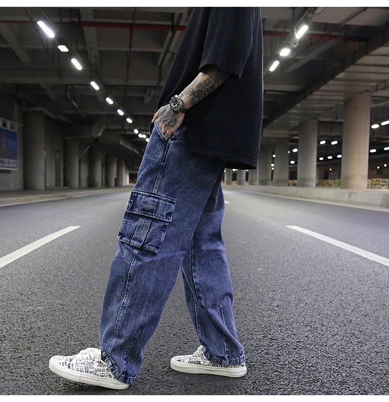 Jean cargo baggy en denim