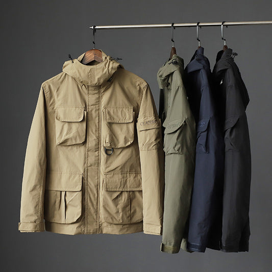 Veste homme coupe-vent et imperméable à poches multiples