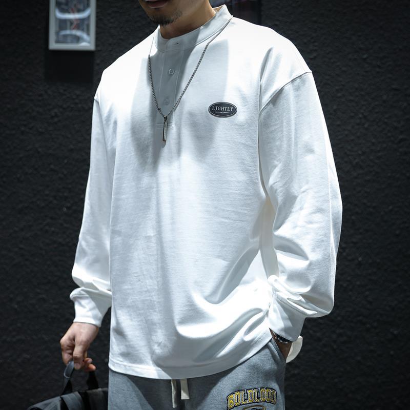 T-shirt d'automne pour homme, manches longues, 100 % coton