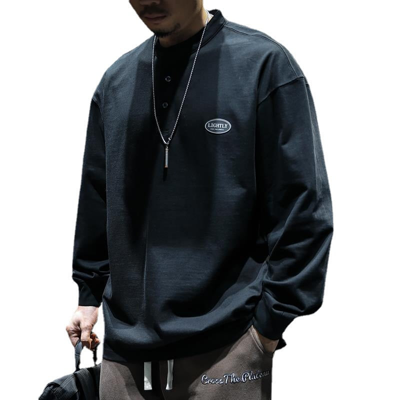 T-shirt d'automne pour homme, manches longues, 100 % coton