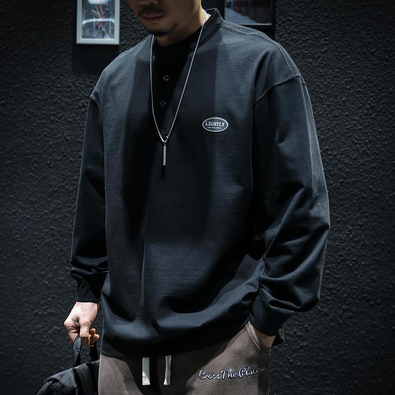 T-shirt d'automne pour homme, manches longues, 100 % coton