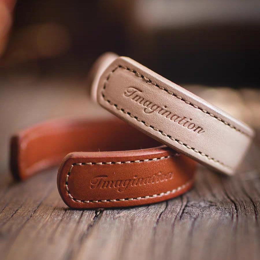 Bracelet simple rétro en cuir tanné végétal