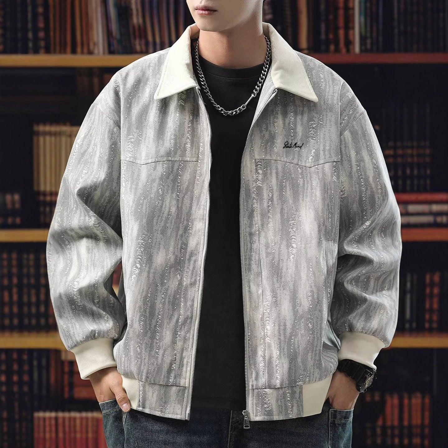 Veste imprimée grande taille tendance bad boy décontractée et polyvalente pour homme